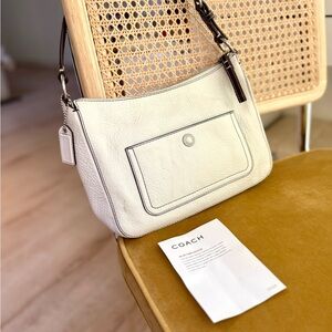 Coach Chelsea Pebbled Ivory Leather Shoulder Bag